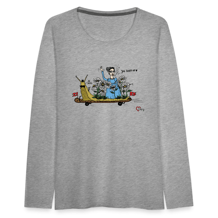 Daisy Me Rollin' Snegl - Dame langærmet trøje - Dame premium T-shirt med lange ærmer - grå meleret - Dajlig.dk