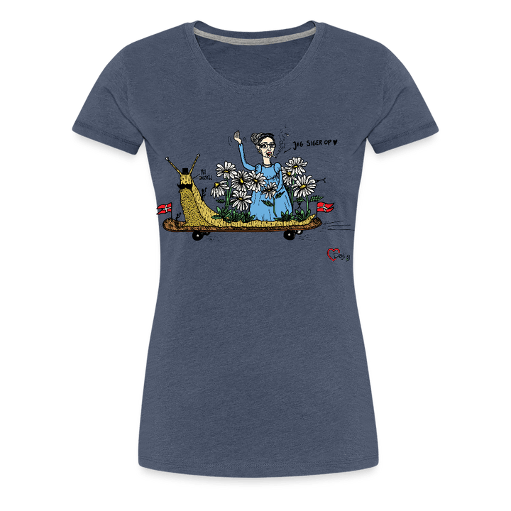 Daisy Me Rollin' Snegl - Eksklusiv Dame T-shirt - Dame premium T-shirt - blåmeleret - Dajlig