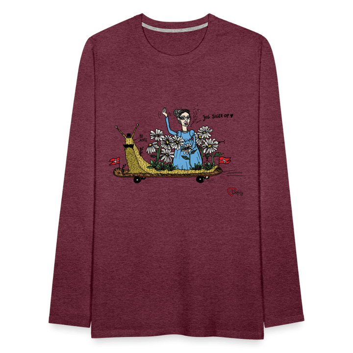 Daisy Me Rollin' Snegl - Herre langærmet trøje - Herre premium T-shirt med lange ærmer - bordeaux meleret - Dajlig.dk