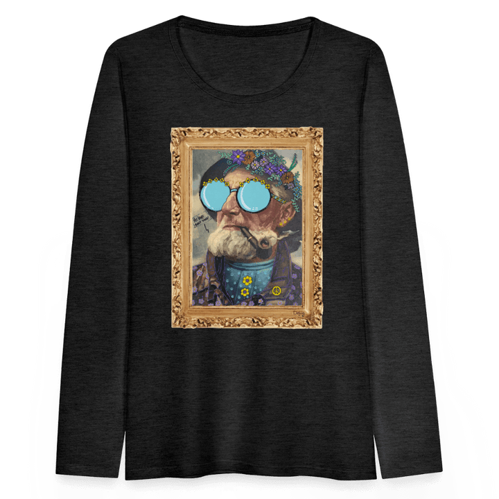 Hippie Hans - Dame Langærmet Trøje - Dame premium T-shirt med lange ærmer - charcoal - Dajlig.dk