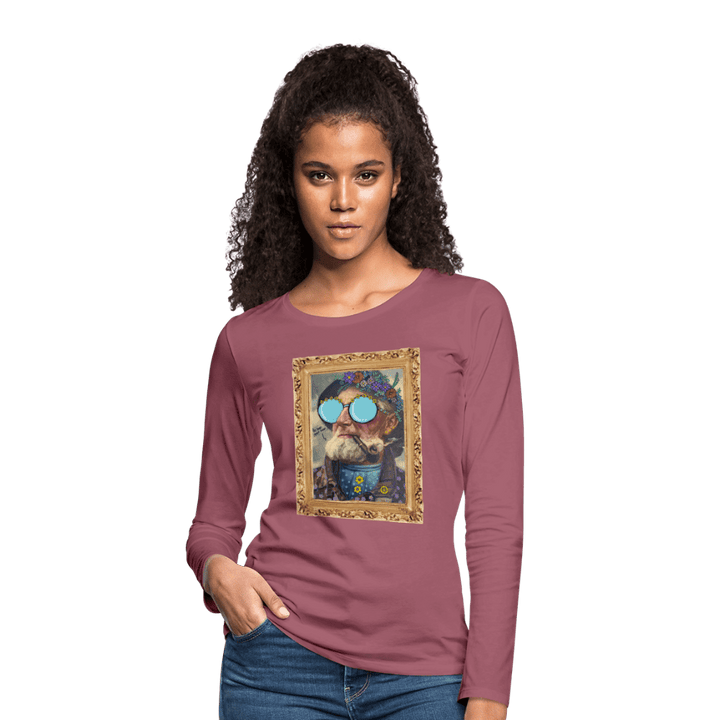 Hippie Hans - Dame Langærmet Trøje - Dame premium T-shirt med lange ærmer - rødviolet - Dajlig.dk