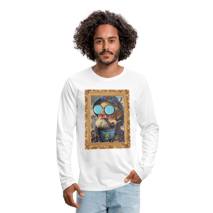 Hippie Hans - Herre Langærmet Trøje - Herre premium T-shirt med lange ærmer - hvid - Dajlig.dk