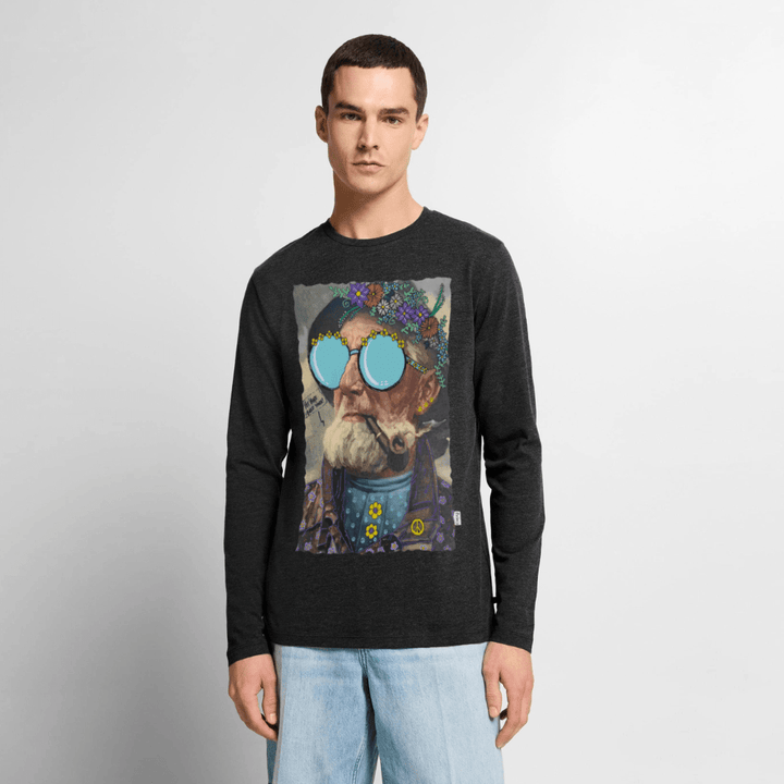 Hippie Hans - Herre Langærmet Trøje - Premium økologisk langærmet T-shirt til mænd - antracit meleret - Dajlig