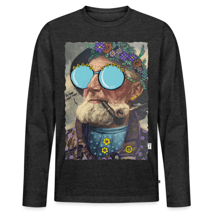 Hippie Hans - Herre Langærmet Trøje - Premium økologisk langærmet T-shirt til mænd - antracit meleret - Dajlig