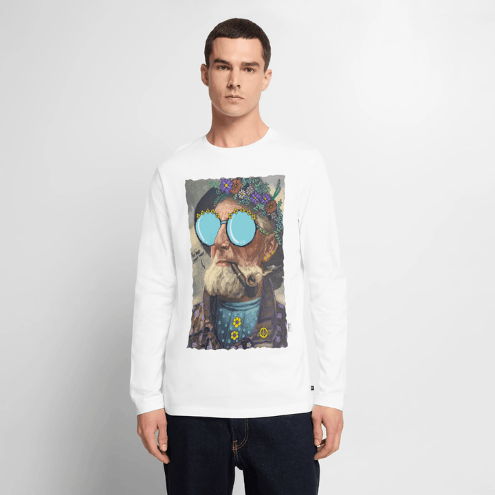 Hippie Hans - Herre Langærmet Trøje - Premium økologisk langærmet T-shirt til mænd - hvid - Dajlig