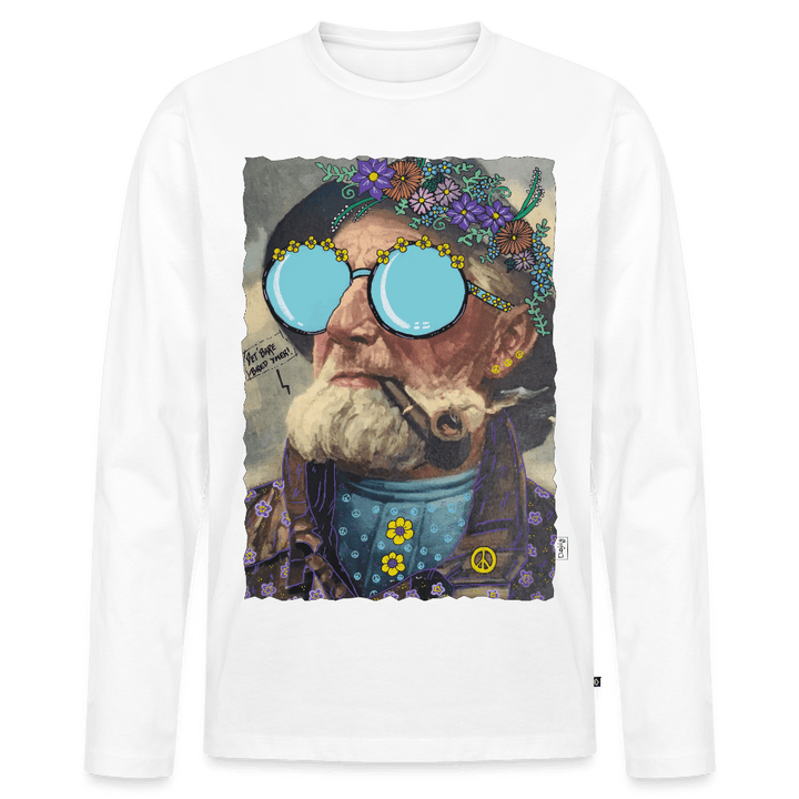 Hippie Hans - Herre Langærmet Trøje - Premium økologisk langærmet T-shirt til mænd - hvid - Dajlig