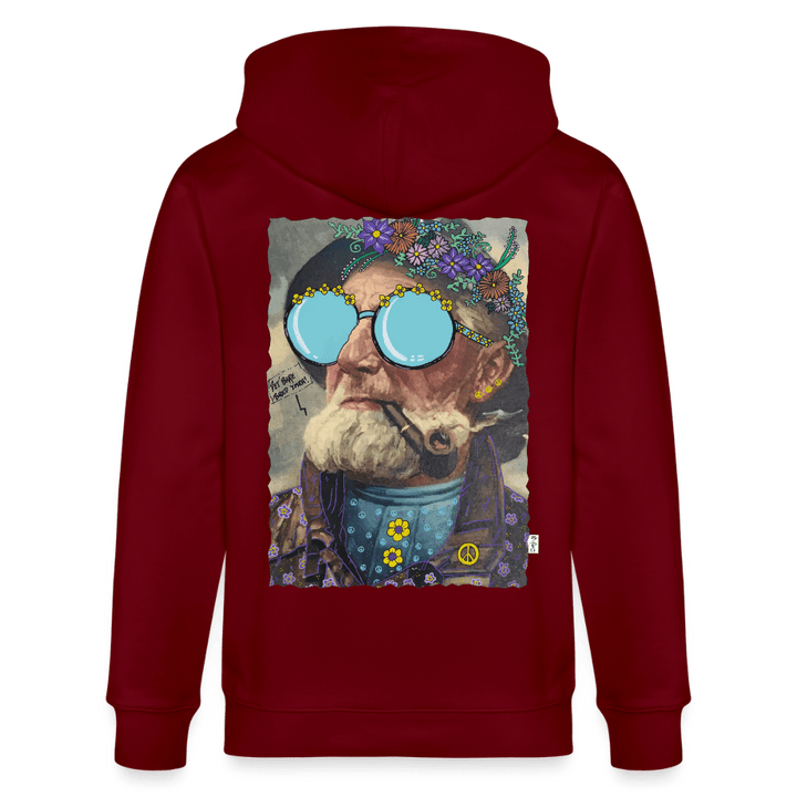 Hippie Hans - Kraftig Unisex Hættetrøje m. lynlås - Stanley/Stella økologisk unisex - hættejakke CULTIVATOR - burgunder - rød - Dajlig