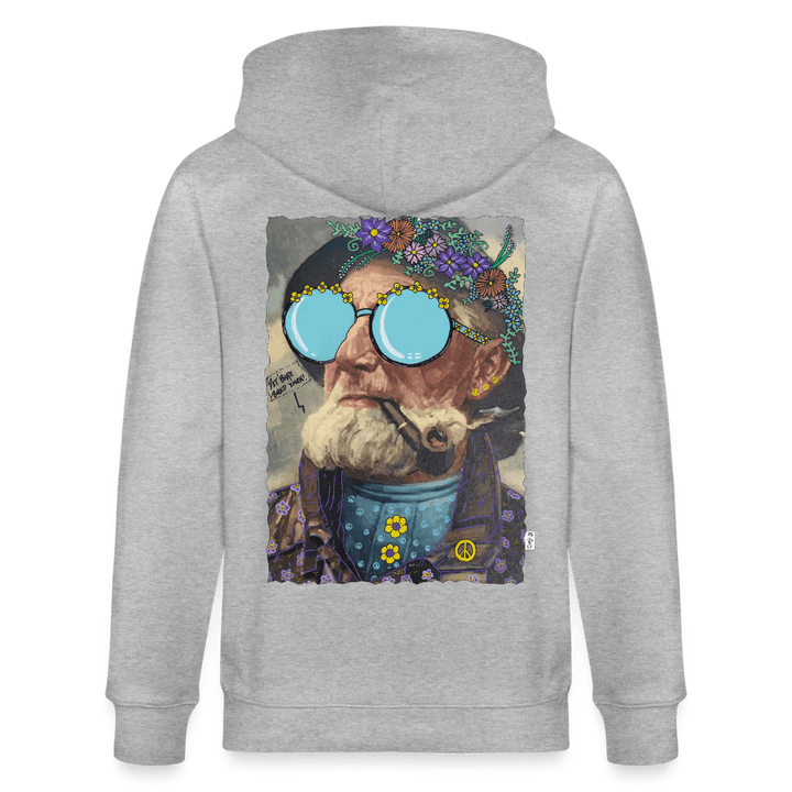 Hippie Hans - Kraftig Unisex Hættetrøje m. lynlås - Stanley/Stella økologisk unisex - hættejakke CULTIVATOR - grå meleret - Dajlig