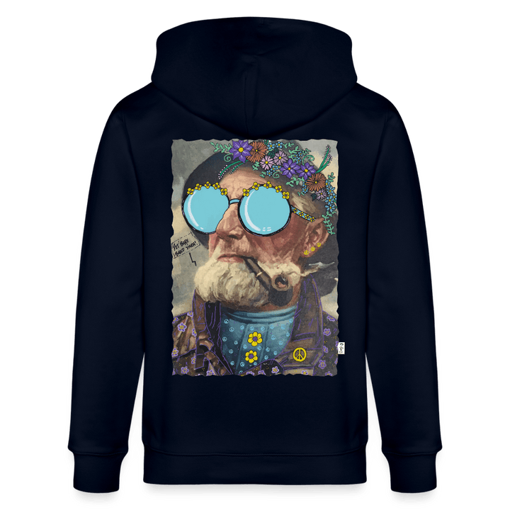 Hippie Hans - Kraftig Unisex Hættetrøje m. lynlås - Stanley/Stella økologisk unisex - hættejakke CULTIVATOR - marineblå - Dajlig