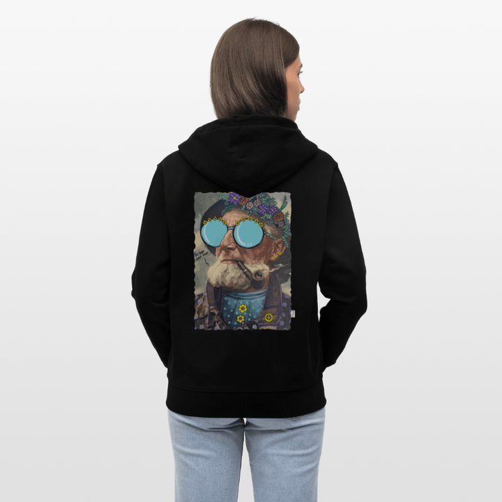 Hippie Hans - Kraftig Unisex Hættetrøje m. lynlås - Stanley/Stella økologisk unisex - hættejakke CULTIVATOR - sort - Dajlig