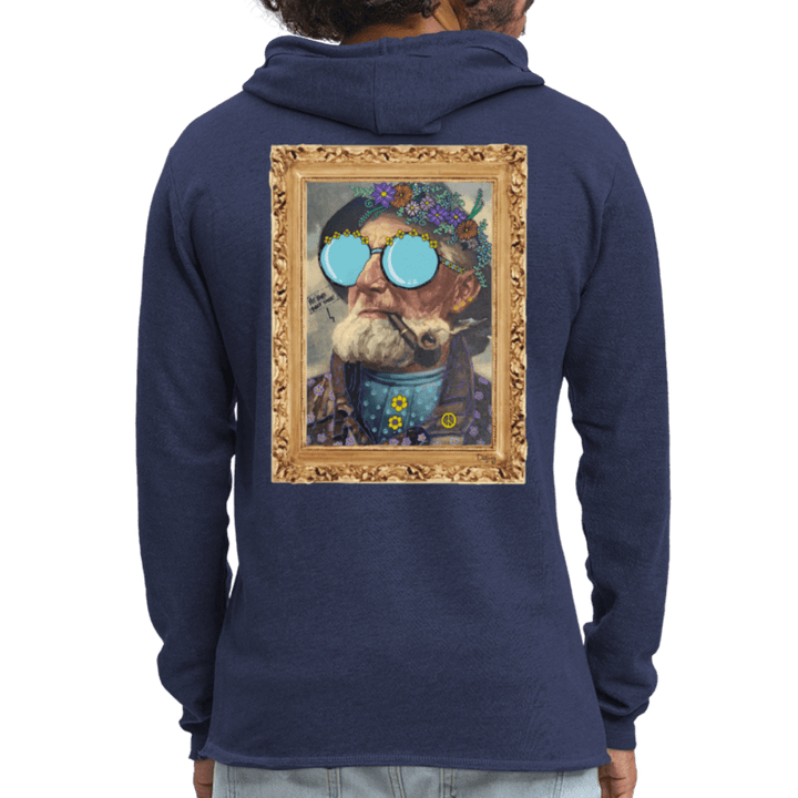 Hippie Hans - Let Unisex Hættetrøje - Let sweatshirt med hætte, unisex - marineblå meleret - Dajlig.dk