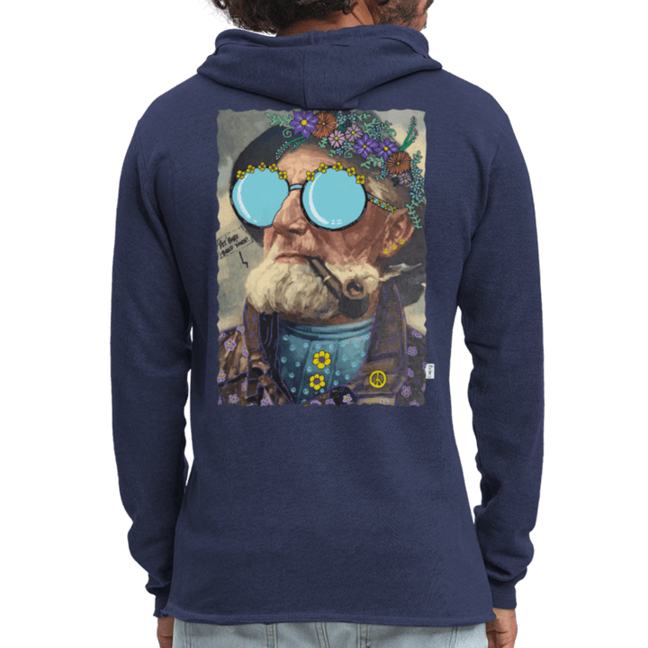 Hippie Hans - Let Unisex Hættetrøje - Let sweatshirt med hætte, unisex - marineblå meleret - Dajlig