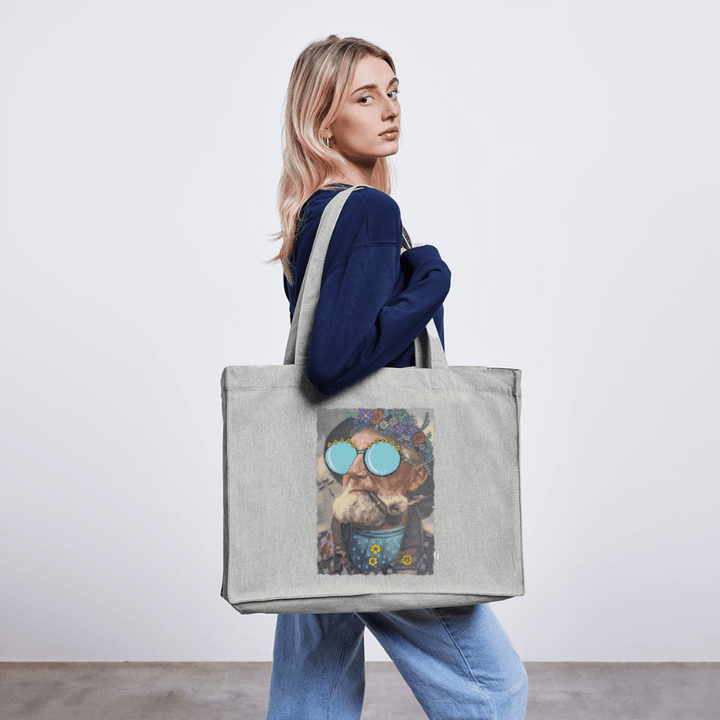Hippie Hans - Stor kraftig mulepose i genbrugsstof - Stanley/Stella recycled shopping bag - grå meleret - Dajlig