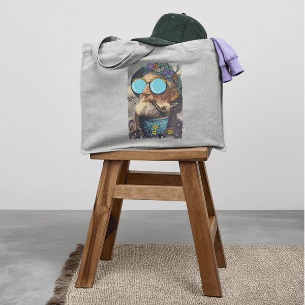 Hippie Hans - Stor kraftig mulepose i genbrugsstof - Stanley/Stella recycled shopping bag - grå meleret - Dajlig