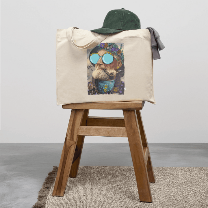 Hippie Hans - Stor kraftig mulepose i genbrugsstof - Stanley/Stella recycled shopping bag - råhvid - Dajlig