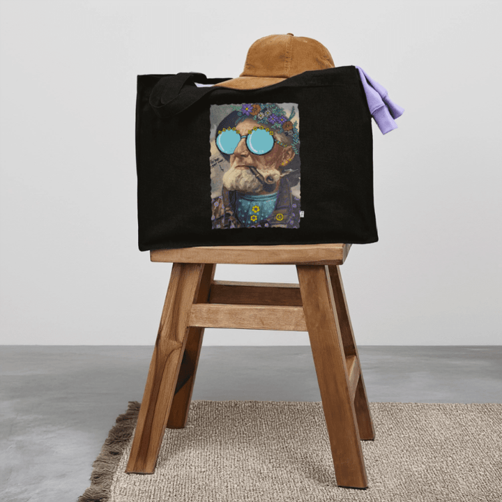 Hippie Hans - Stor kraftig mulepose i genbrugsstof - Stanley/Stella recycled shopping bag - sort - Dajlig