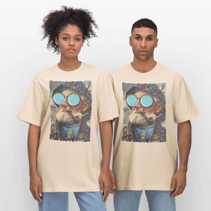 Hippie Hans - Unisex T-shirt - Stanley/Stella Relaxed Fit økologisk unisex - T-shirt Sparker - hvid grå - Dajlig