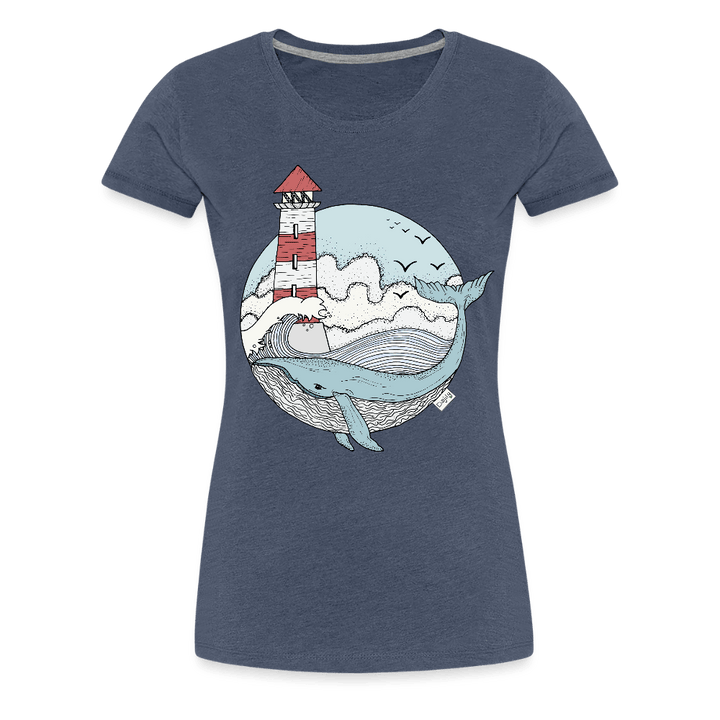 Hvalen & Havet - Eksklusiv Dame T-shirt - Dame premium T-shirt - blåmeleret - Dajlig