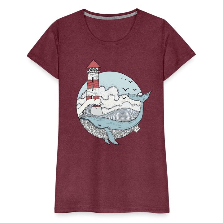 Hvalen & Havet - Eksklusiv Dame T-shirt - Dame premium T-shirt - bordeaux meleret - Dajlig.dk