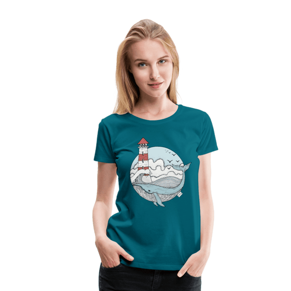 Hvalen & Havet - Eksklusiv Dame T-shirt - Dame premium T-shirt - divablå - Dajlig.dk