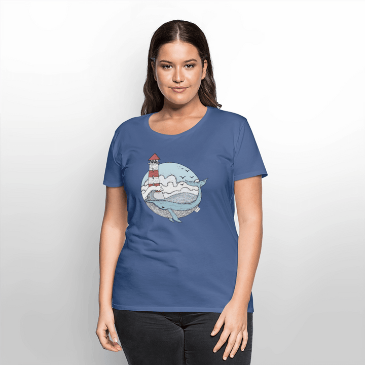 Hvalen & Havet - Eksklusiv Dame T-shirt - Dame premium T-shirt - dueblå - Dajlig