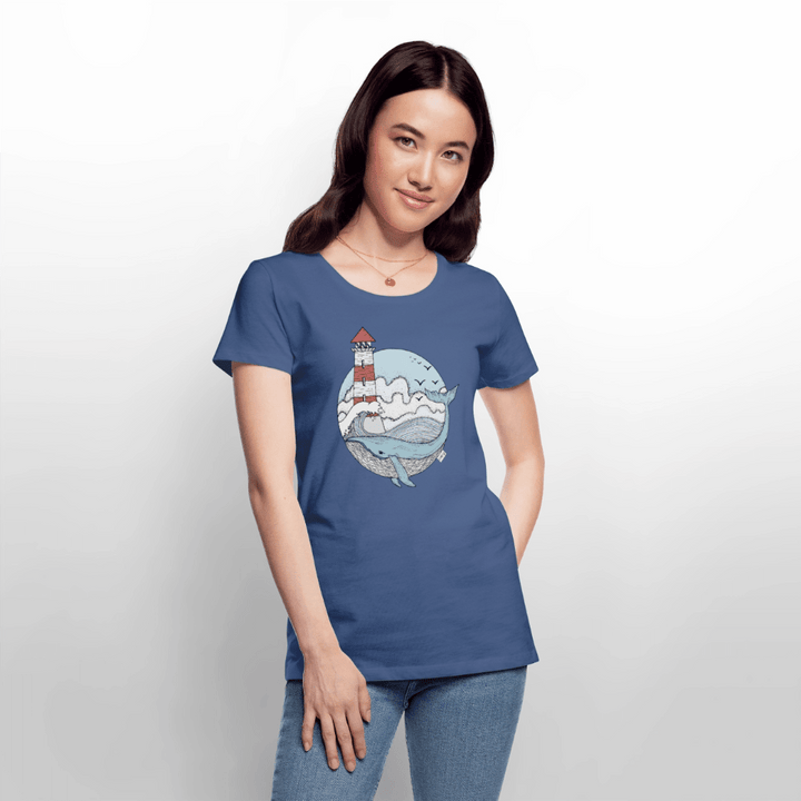Hvalen & Havet - Eksklusiv Dame T-shirt - Dame premium T-shirt - dueblå - Dajlig