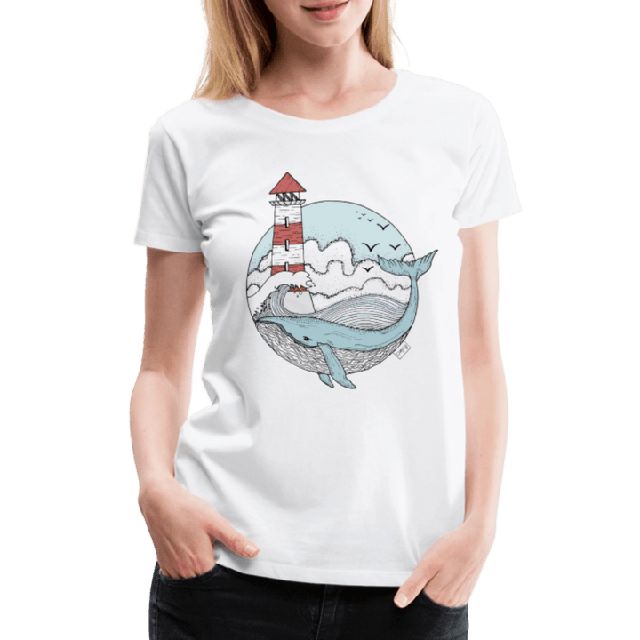 Hvalen & Havet - Eksklusiv Dame T-shirt - Dame premium T-shirt - hvid - Dajlig.dk