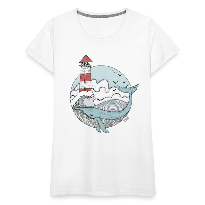 Hvalen & Havet - Eksklusiv Dame T-shirt - Dame premium T-shirt - hvid - Dajlig.dk