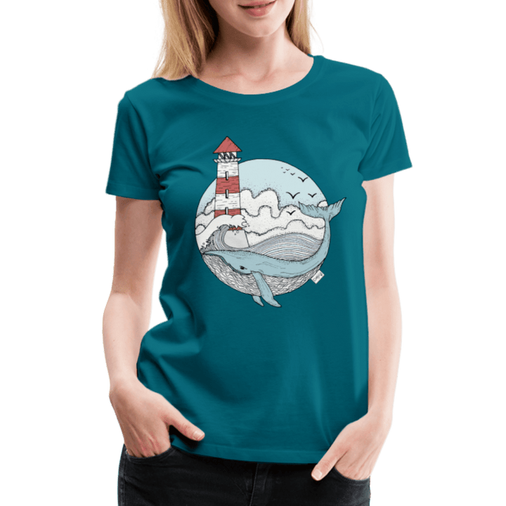 Hvalen & Havet - Eksklusiv Dame T-shirt - Dame premium T-shirt - hvid - Dajlig.dk