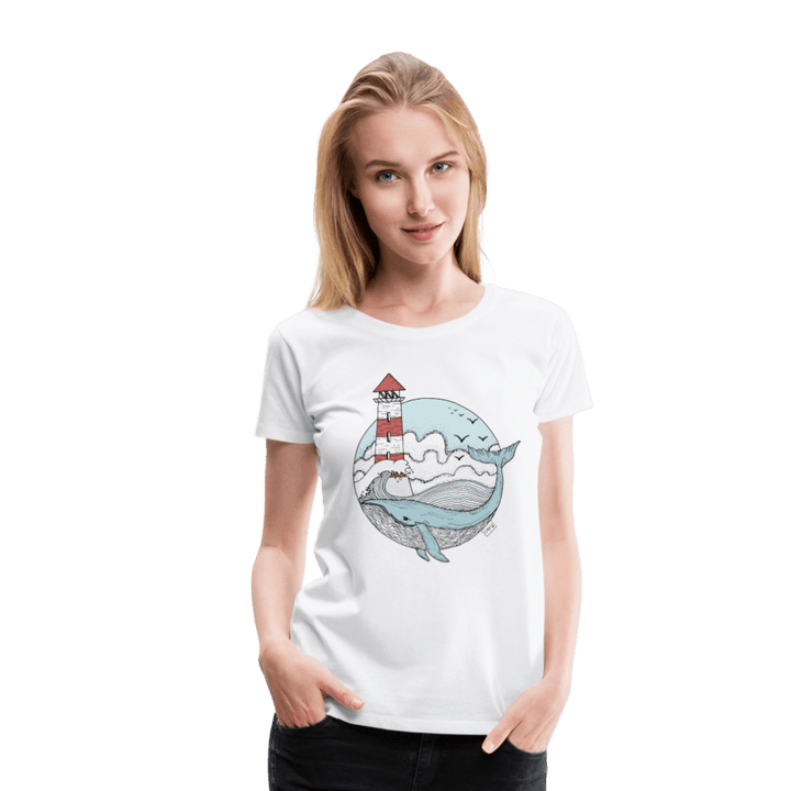 Hvalen & Havet - Eksklusiv Dame T-shirt - Dame premium T-shirt - hvid - Dajlig.dk