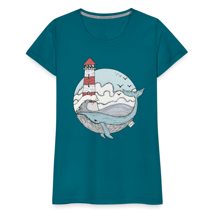 Hvalen & Havet - Eksklusiv Dame T-shirt - Dame premium T-shirt - hvid - Dajlig.dk