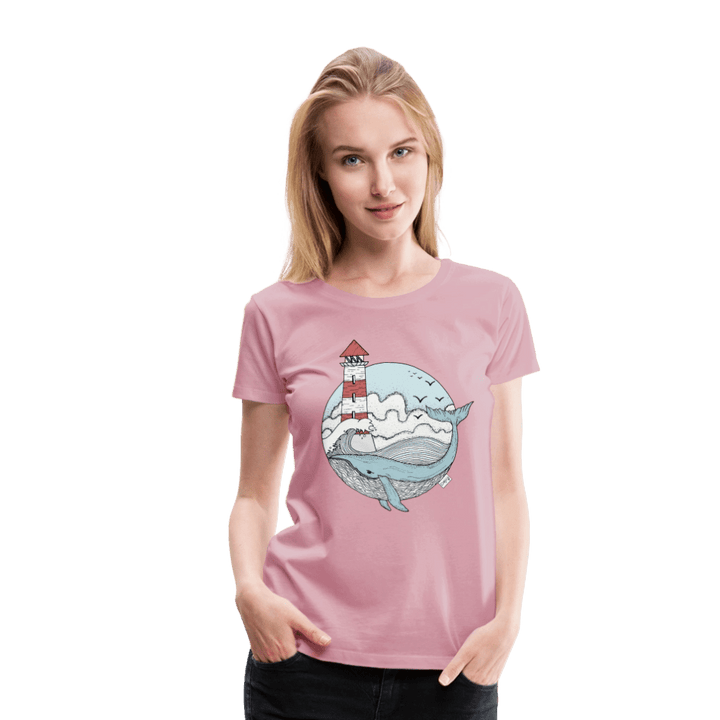 Hvalen & Havet - Eksklusiv Dame T-shirt - Dame premium T-shirt - lyserosa - Dajlig.dk