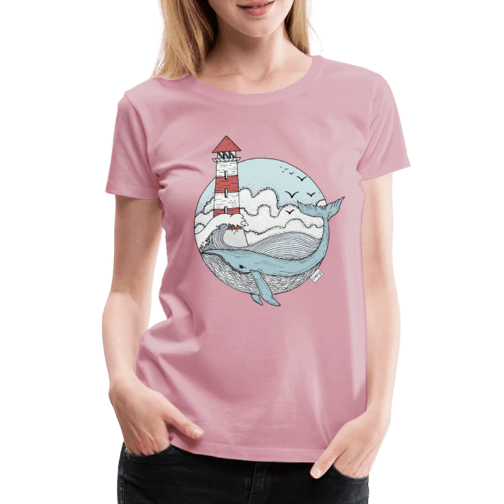 Hvalen & Havet - Eksklusiv Dame T-shirt - Dame premium T-shirt - lyserosa - Dajlig.dk