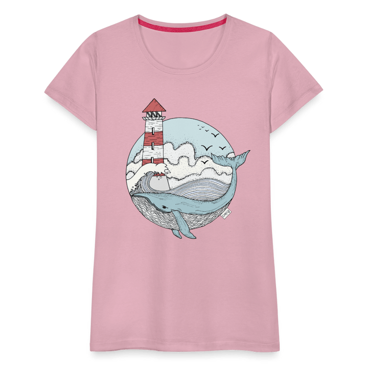 Hvalen & Havet - Eksklusiv Dame T-shirt - Dame premium T-shirt - lyserosa - Dajlig.dk