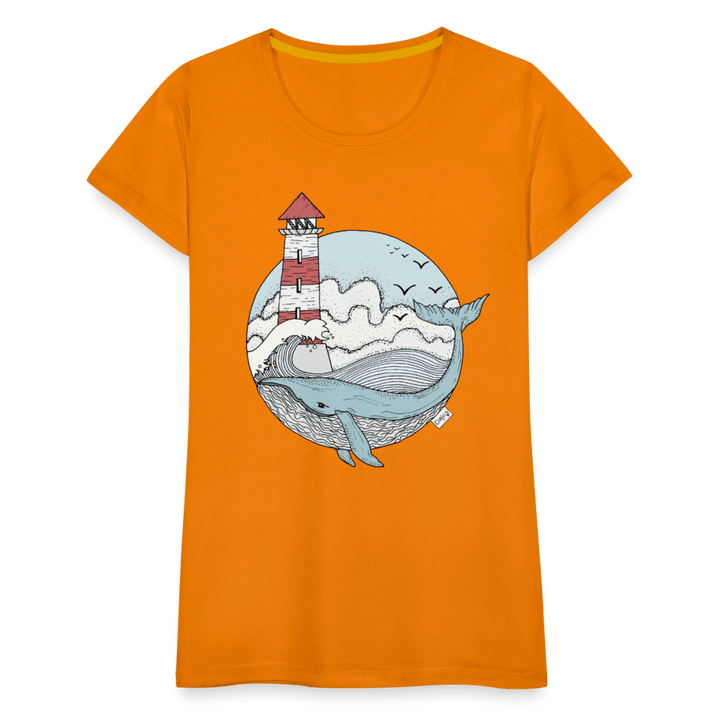 Hvalen & Havet - Eksklusiv Dame T-shirt - Dame premium T-shirt - orange - Dajlig.dk