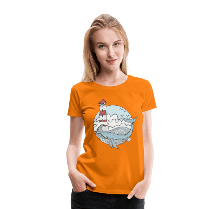 Hvalen & Havet - Eksklusiv Dame T-shirt - Dame premium T-shirt - orange - Dajlig.dk