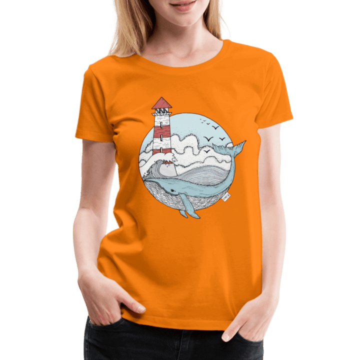 Hvalen & Havet - Eksklusiv Dame T-shirt - Dame premium T-shirt - orange - Dajlig.dk