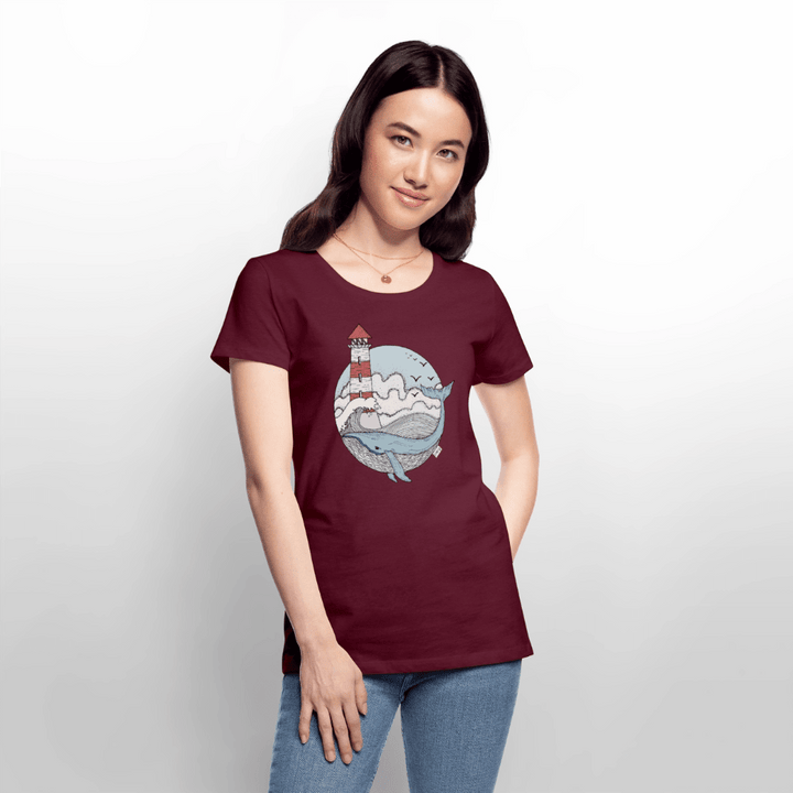 Hvalen & Havet - Eksklusiv Dame T-shirt - Dame premium T-shirt - vinrød - Dajlig