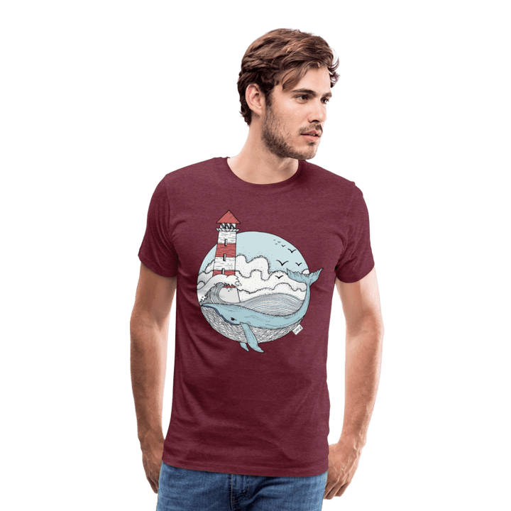 Hvalen & Havet - Eksklusiv Herre T-shirt - Herre premium T-shirt - bordeaux meleret - Dajlig.dk