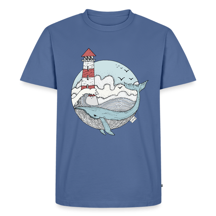 Hvalen & Havet - Eksklusiv Herre T-shirt - Herre premium T-shirt - dueblå - Dajlig