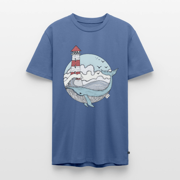 Hvalen & Havet - Eksklusiv Herre T-shirt - Herre premium T-shirt - dueblå - Dajlig
