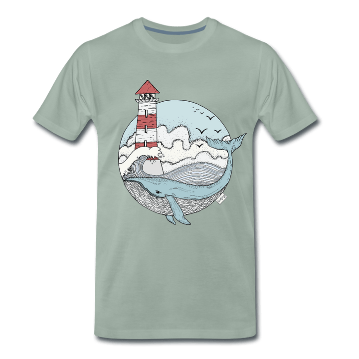 Hvalen & Havet - Eksklusiv Herre T-shirt - Herre premium T-shirt - grågrøn - Dajlig