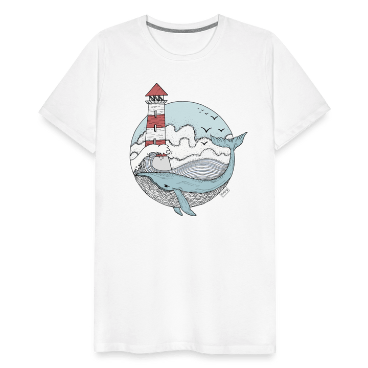 Hvalen & Havet - Eksklusiv Herre T-shirt - Herre premium T-shirt - hvid - Dajlig.dk