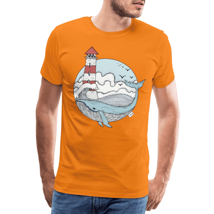 Hvalen & Havet - Eksklusiv Herre T-shirt - Herre premium T-shirt - orange - Dajlig.dk