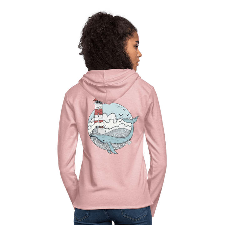 Hvalen & Havet - Let Unisex Hættetrøje - Let sweatshirt med hætte, unisex - rosa - creme meleret - Dajlig.dk