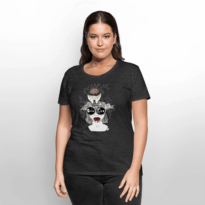 (Ikke aktiv, mørk) ADHD Brain Fried Dame T-shirt - Dame premium T-shirt - antracit meleret - Dajlig