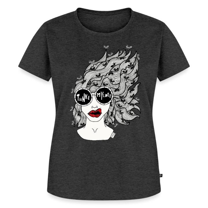 (Ikke aktiv, mørk) ADHD Tankemylder Dame T-shirt - Dame premium T-shirt - antracit meleret - Dajlig