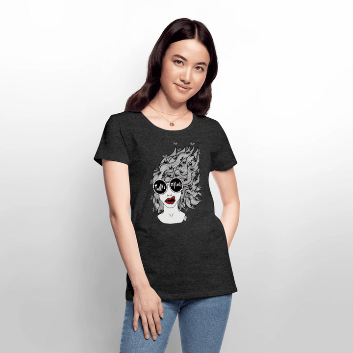 (Ikke aktiv, mørk) ADHD Tankemylder Dame T-shirt - Dame premium T-shirt - antracit meleret - Dajlig