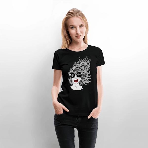 (Ikke aktiv, mørk) ADHD Tankemylder Dame T-shirt - Dame premium T-shirt - sort - Dajlig