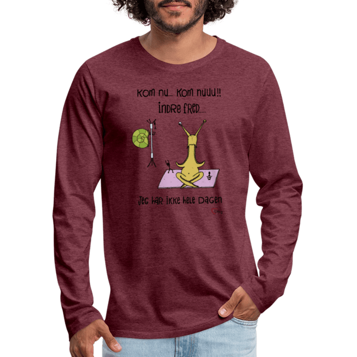 Indre Fred Snegl - Herre Langærmet Trøje - Premium langærmet Herre - T-shirt - bordeaux meleret - Dajlig